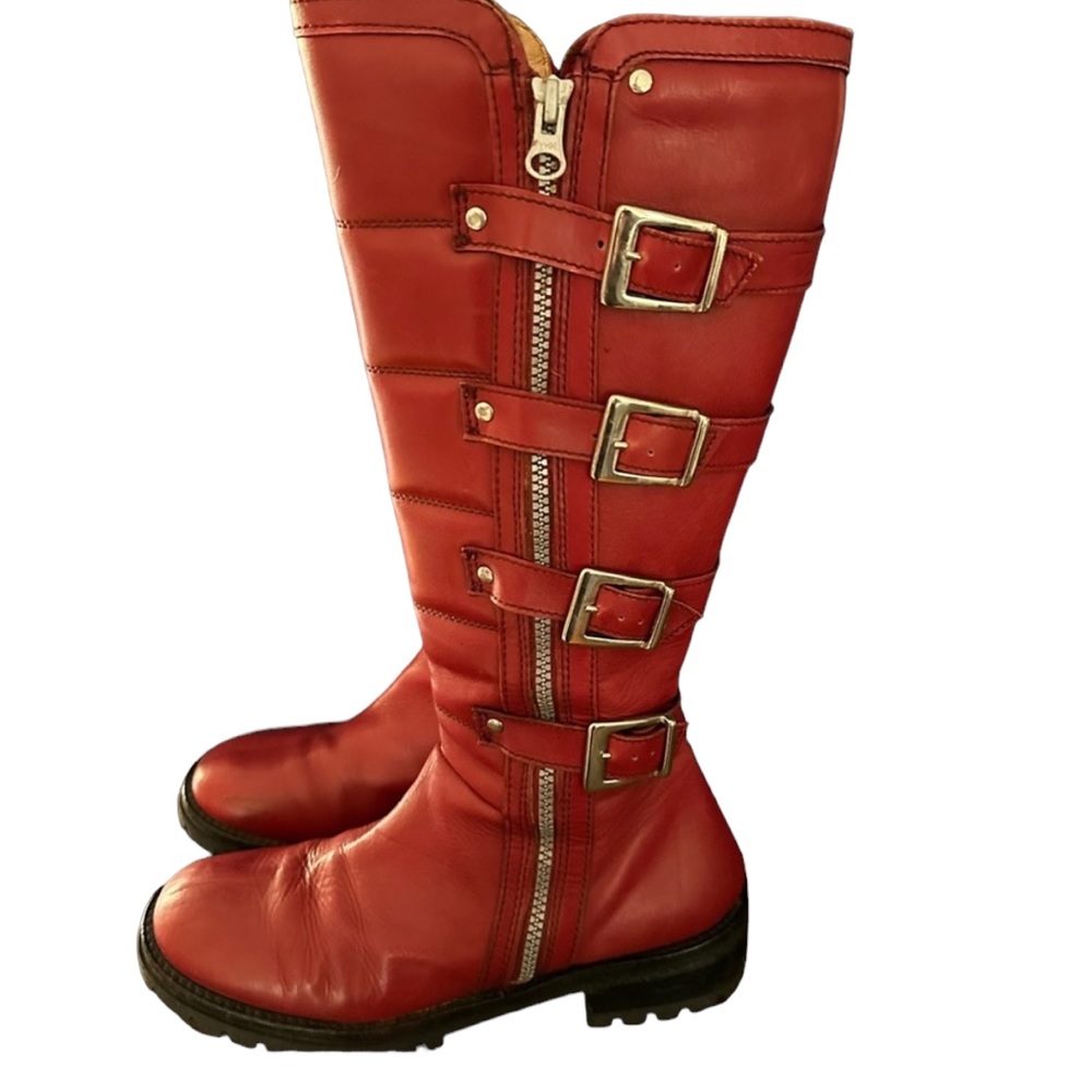Killer “Killah” red buckle boots. Made in Romania. 8.5 U.S
